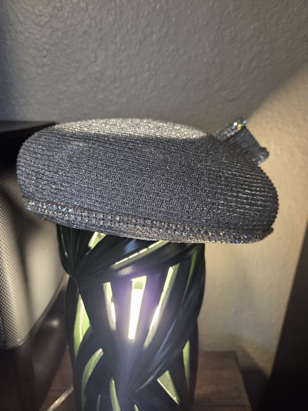 Lily And Taylor Of New York Silver Rhinestone Trim Knit Hat - Picture 3 of 7